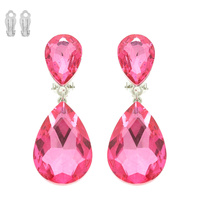 TEARDROP-CUT CRYSTAL CLIP-ON EARRINGS
